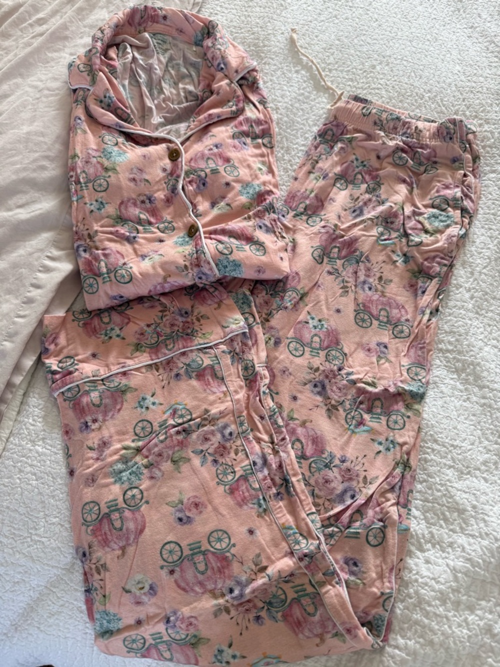 Posh Peanut Pink Floral & Pumpkin Pajama Set